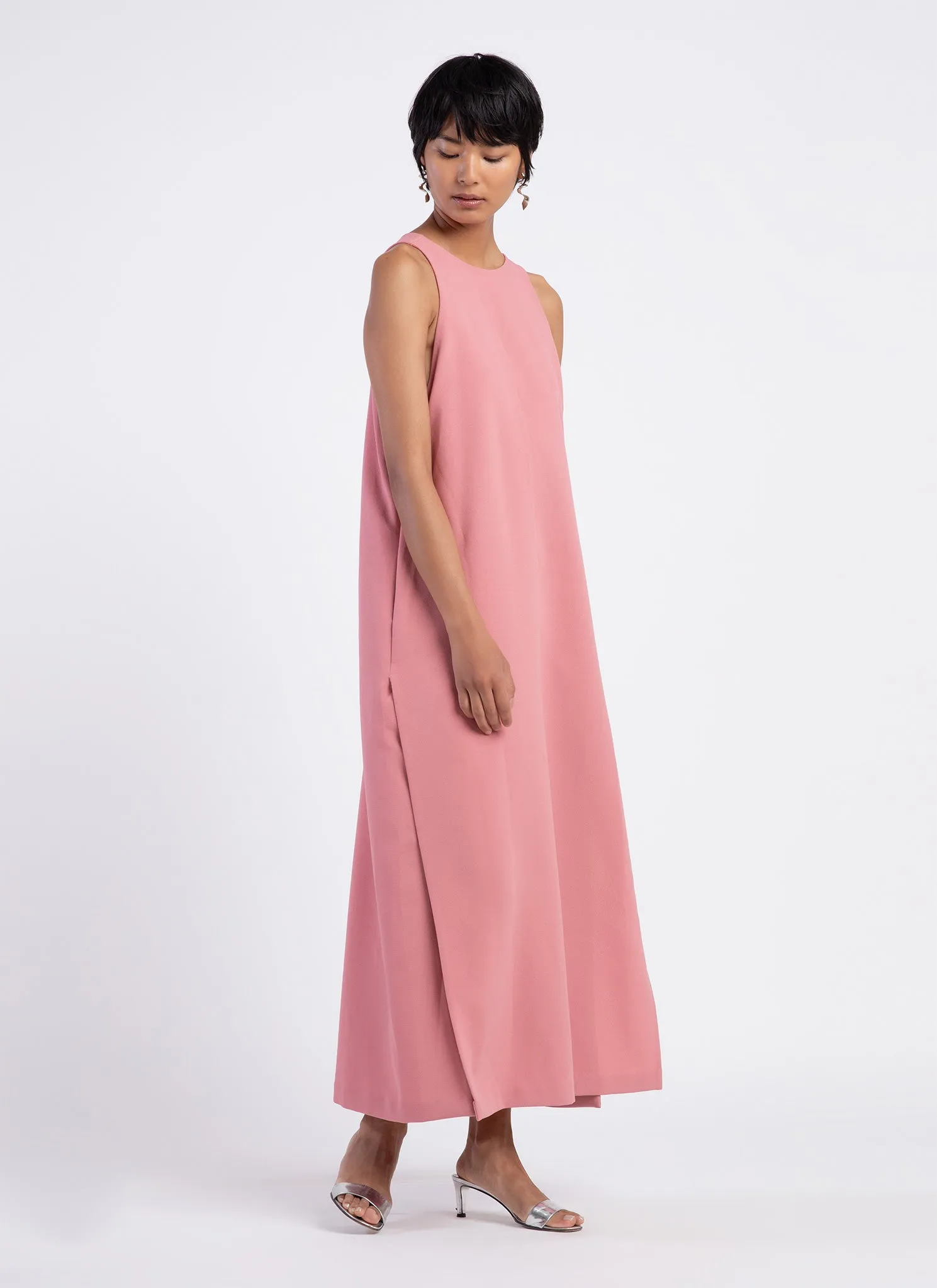 Mango Pine Overlap Side Slit Maxi Dress - Sunset Pink