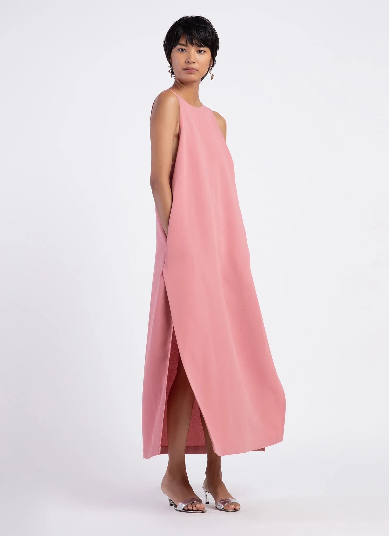 Mango Pine Overlap Side Slit Maxi Dress - Sunset Pink