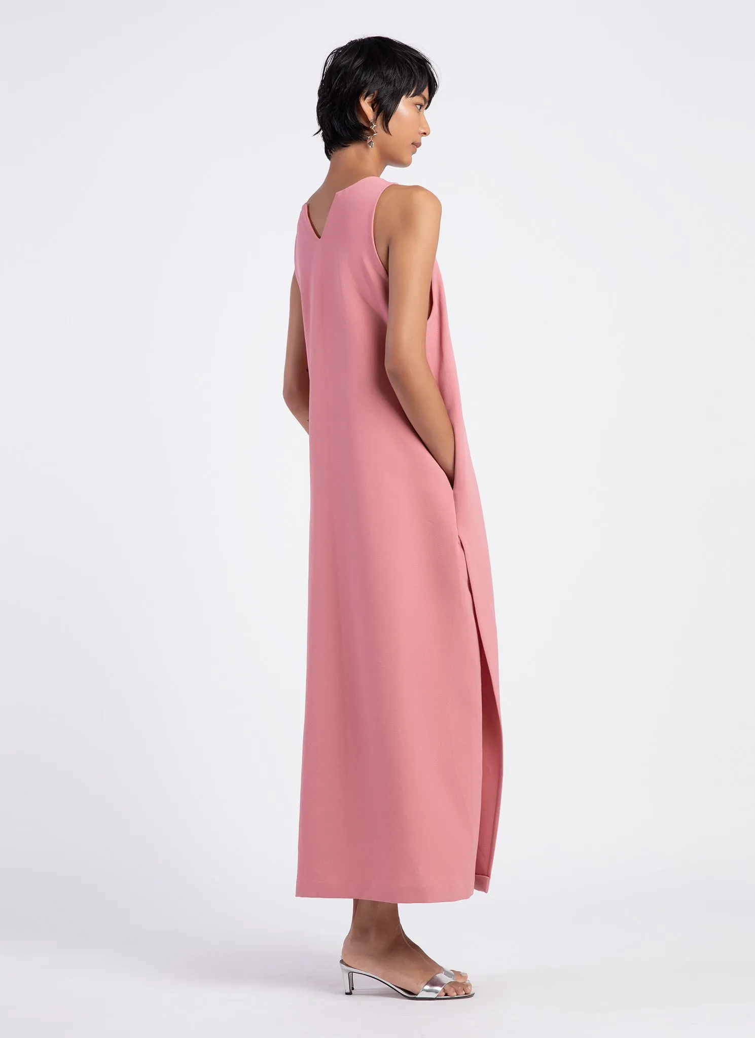 Mango Pine Overlap Side Slit Maxi Dress - Sunset Pink