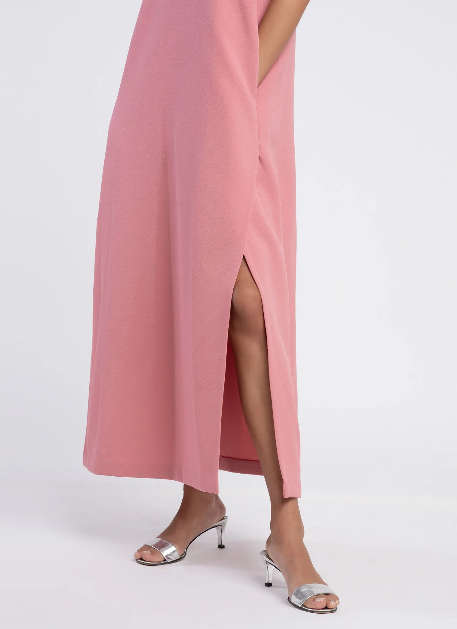 Mango Pine Overlap Side Slit Maxi Dress - Sunset Pink