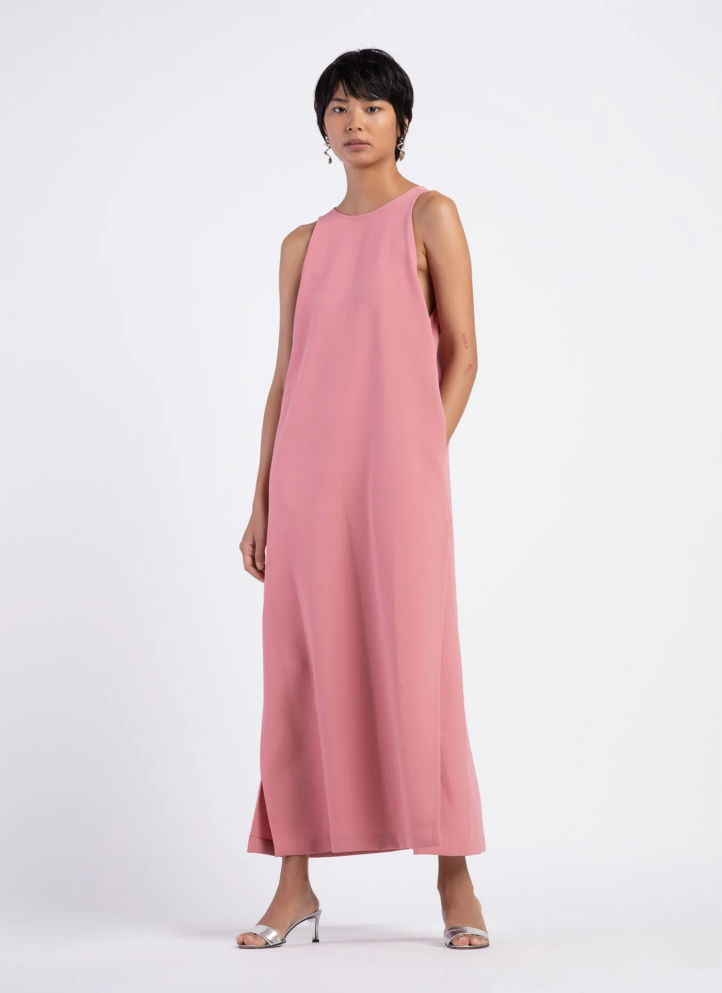 Mango Pine Overlap Side Slit Maxi Dress - Sunset Pink