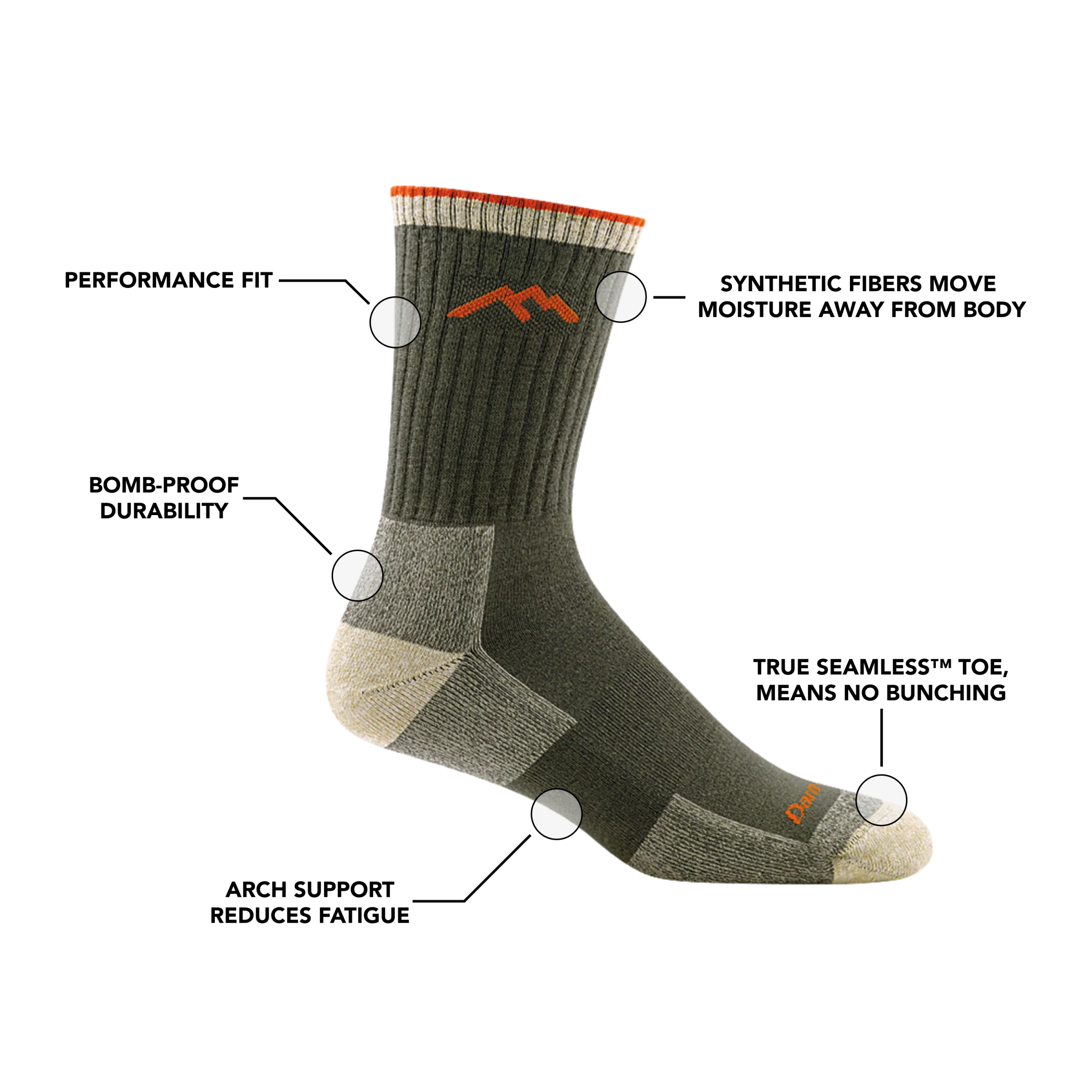 Men's Coolmax Hiker Micro Crew  Midweight Hiking Sock