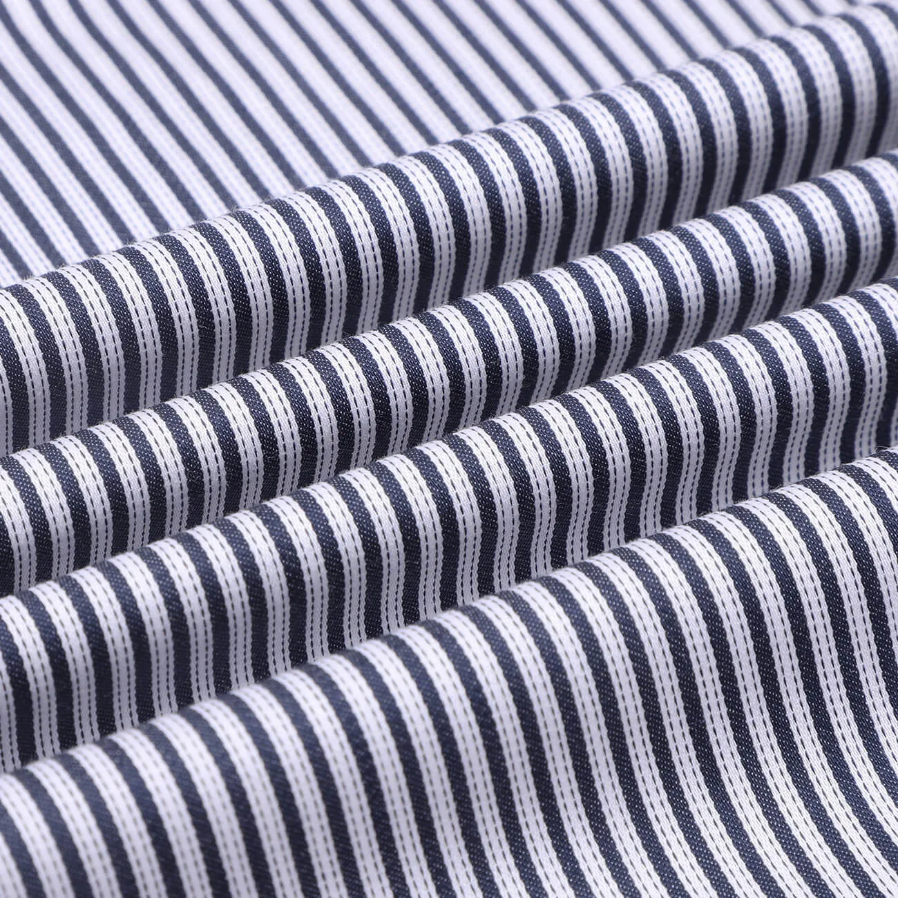 Monti French Navy Blue Stripes Satin Cotton Shirt