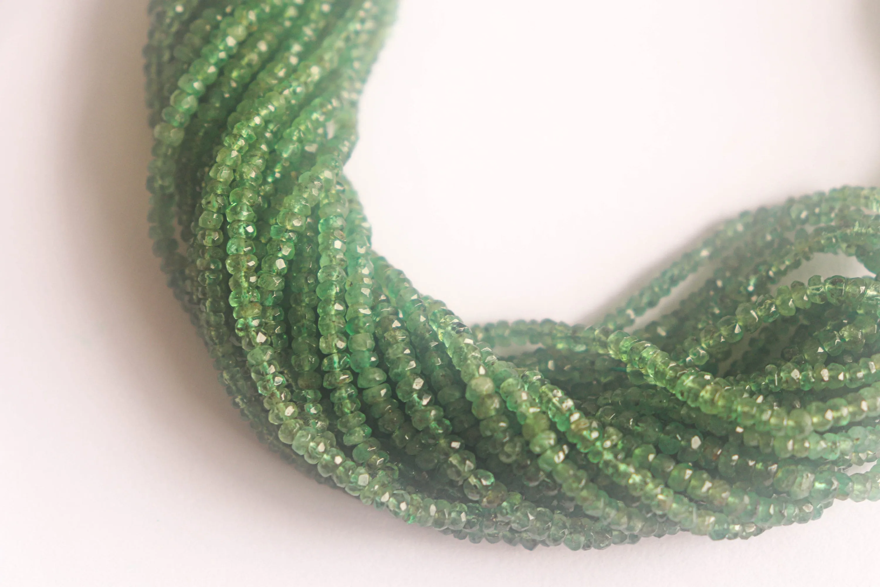 Natural Zambian Emerald Gemstone Faceted Rondelle Beads