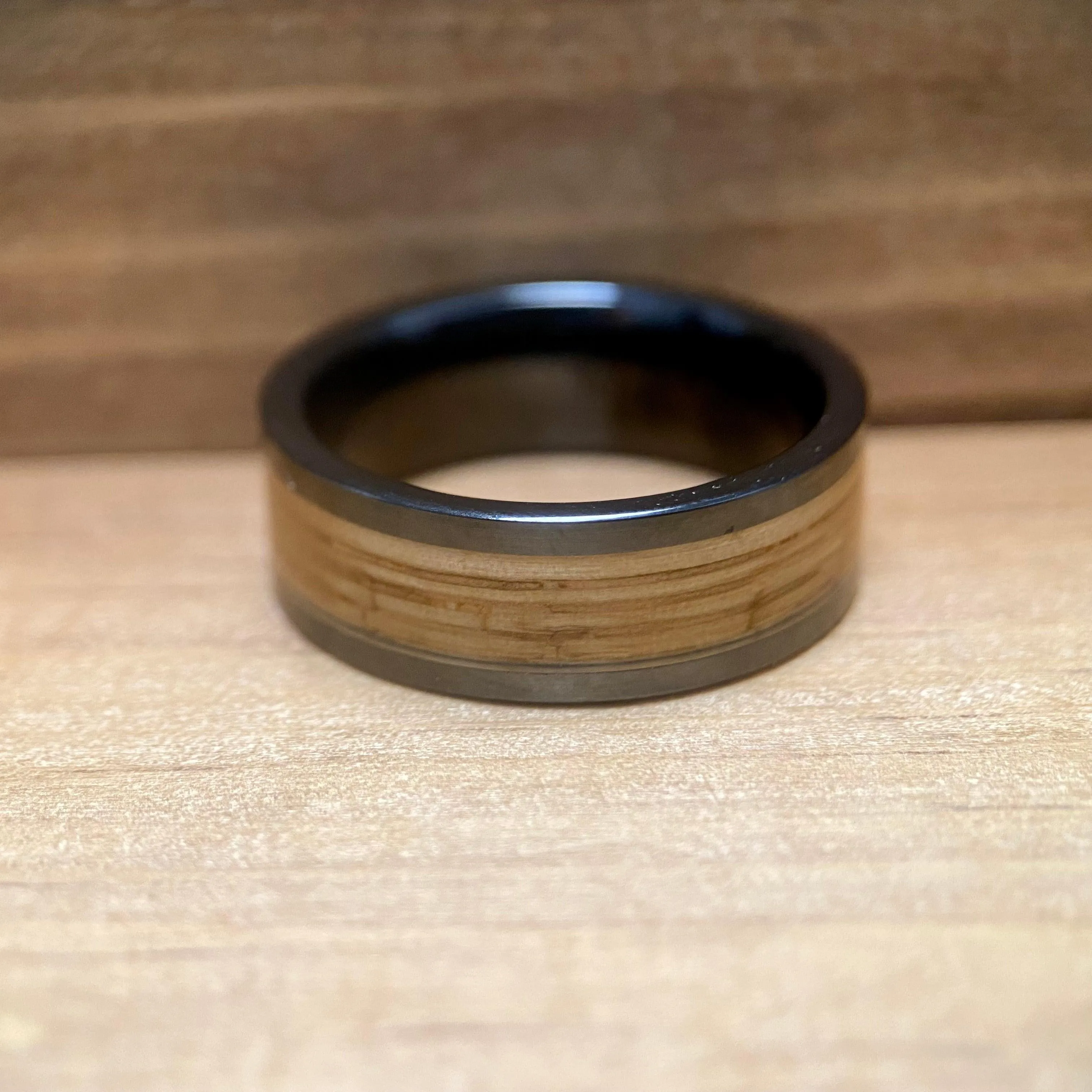 “Old Ironsides" 100% USA Made Black Ceramic Ring With Wood From USS Constitution Ship