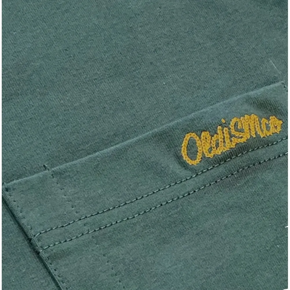 OLDISM OLD/SM OVERSIZE EMBROIDERY LABEL POCKET TEE-GREEN