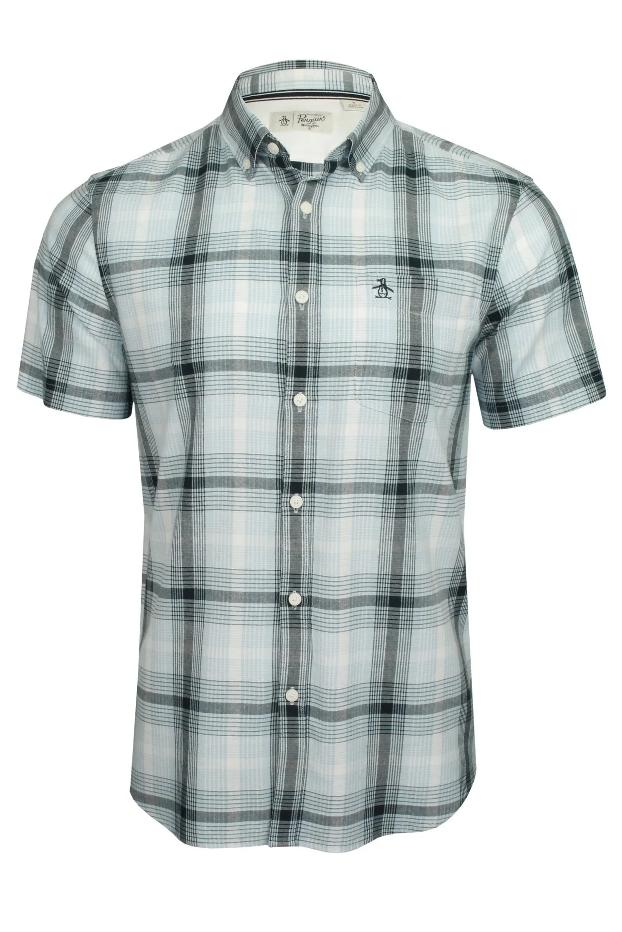 Original Penguin Mens Tonal Plaid Check Shirt - Short Sleeved