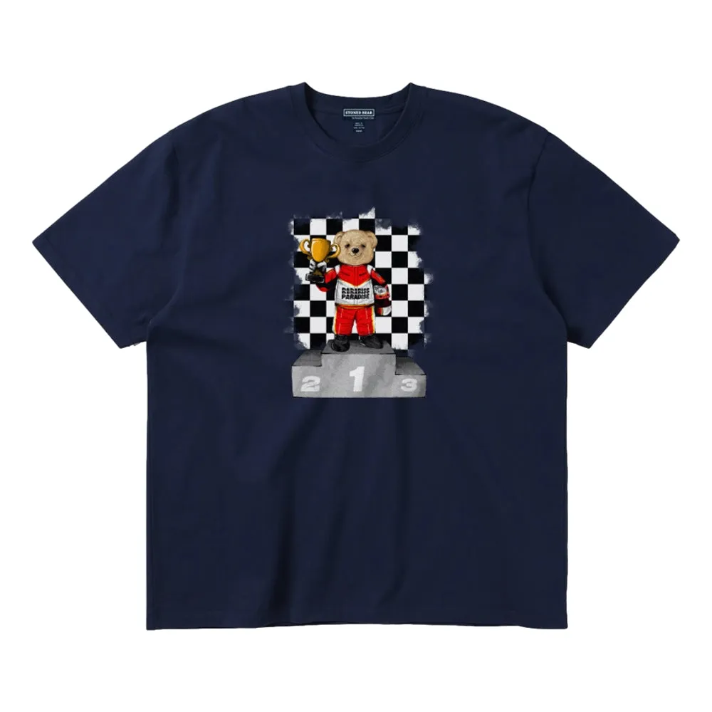 PARADISE YOUTH CLUB STONED BEAR CHAMP TEE-NAVY