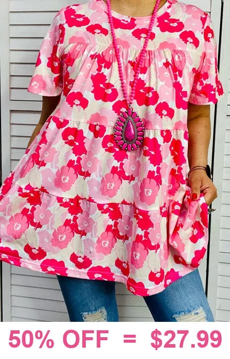 Pink Flower baby doll top