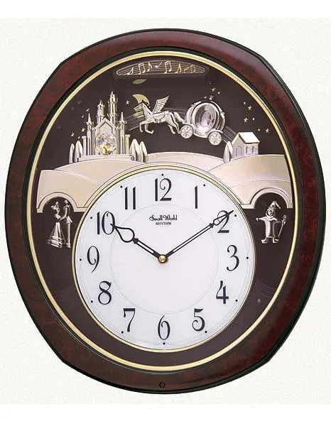 Rhythm Princess Fantasy Musical Motion Wall Clock - 18 Melodies - Night Shut-Off