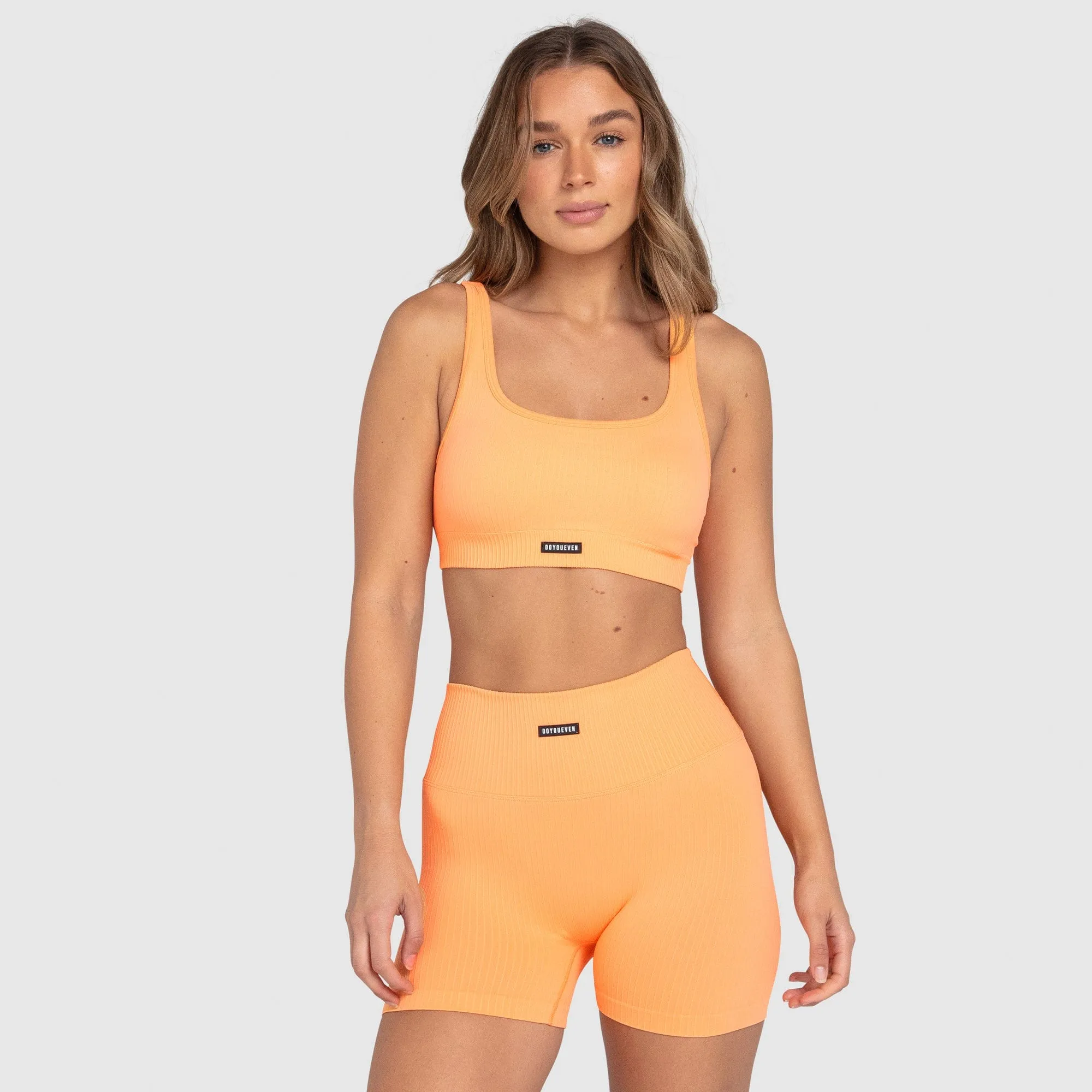 Ribbed Seamless Crop - Mango Orange