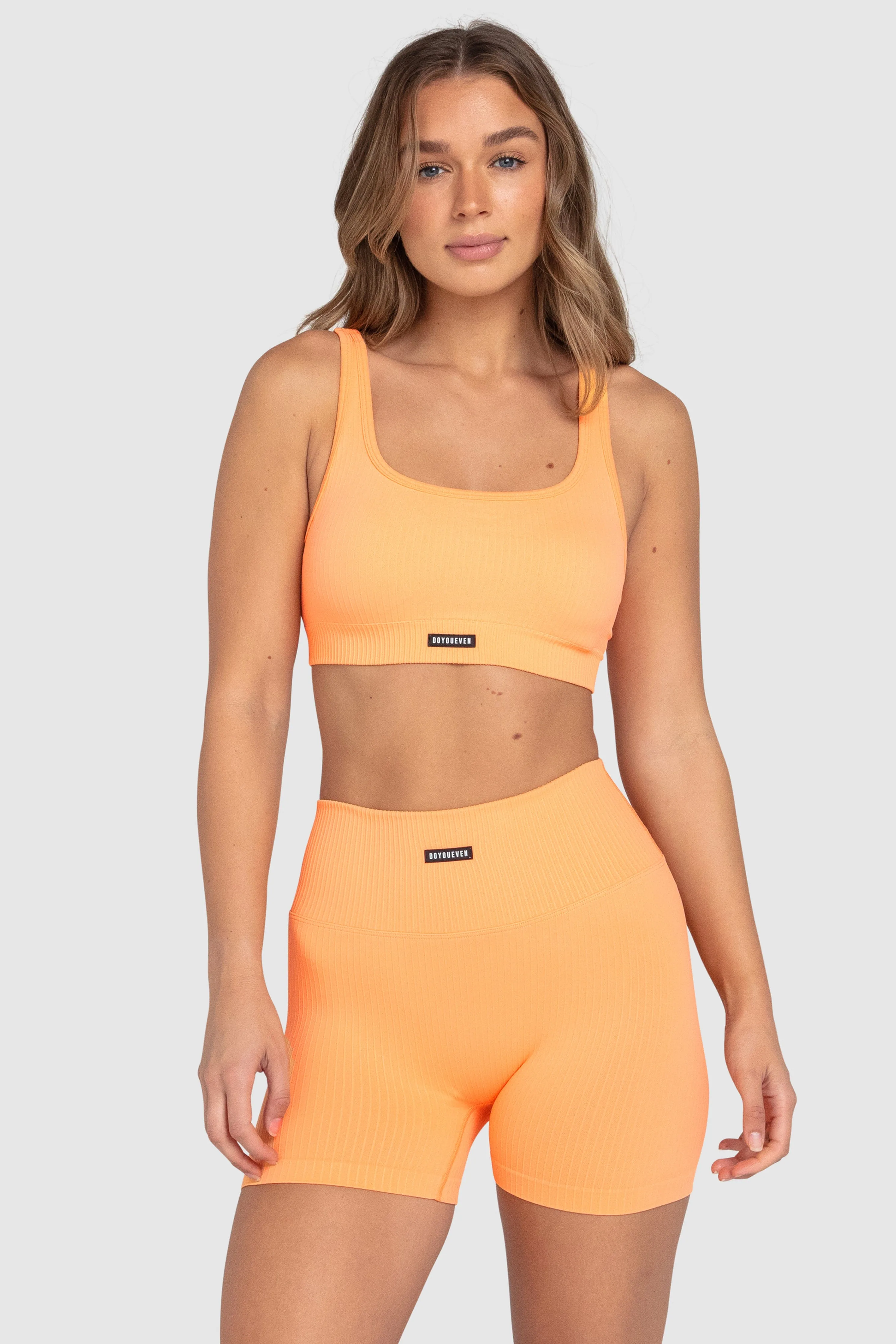 Ribbed Seamless Shorts - Mango Orange