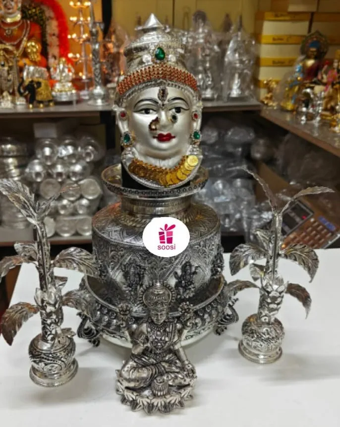 Sowbaghya Lakshmi , Antique Finish German Silver Vara Maha Lakshmi Puja Combo -SN001PC