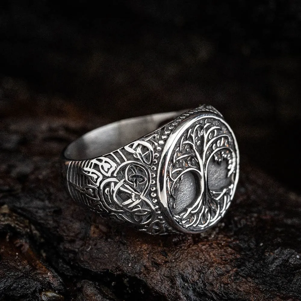 Stainless Steel Tree of Life and Bear Paw Ring