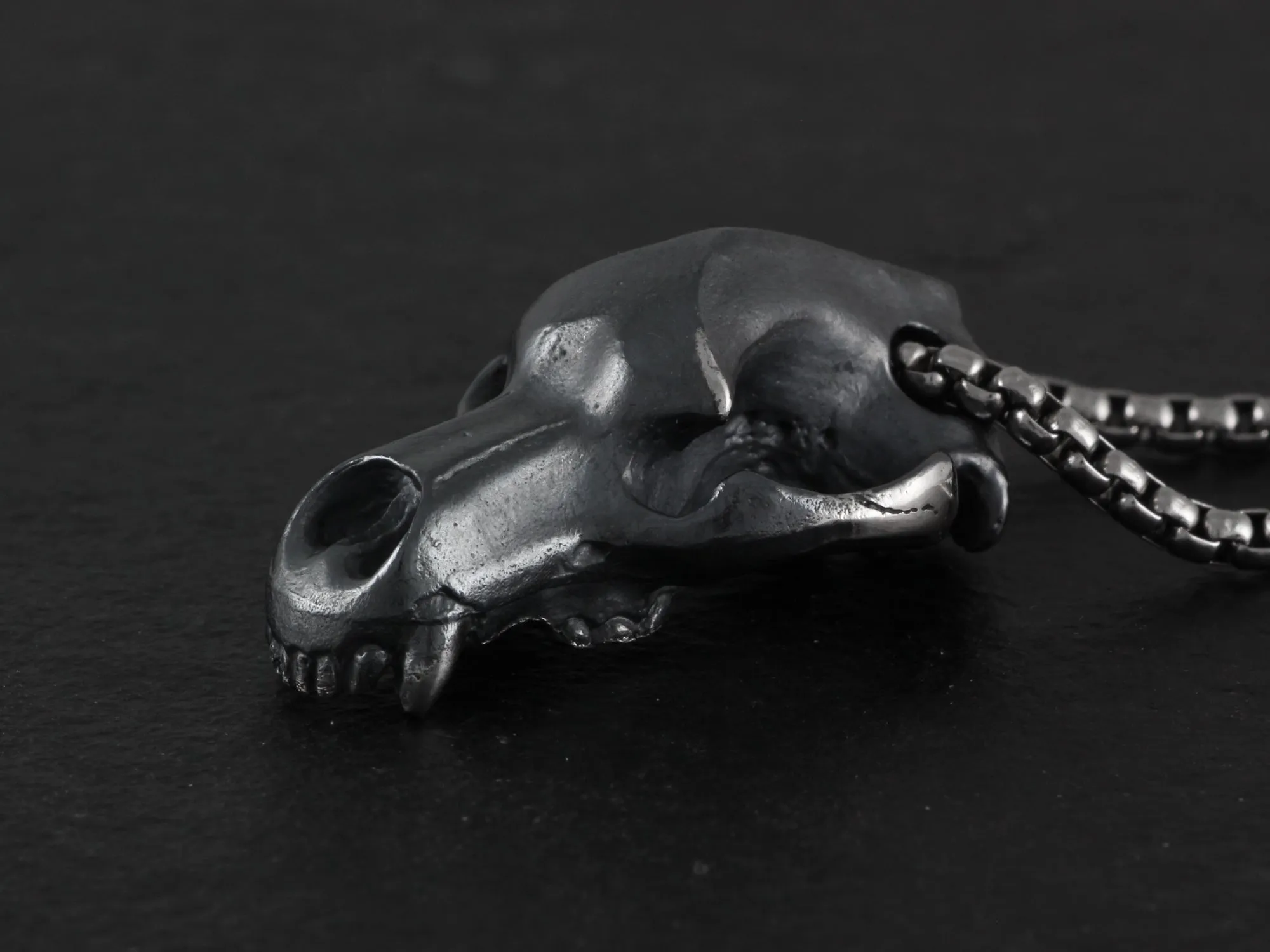 Sterling Silver Bear Skull Necklace