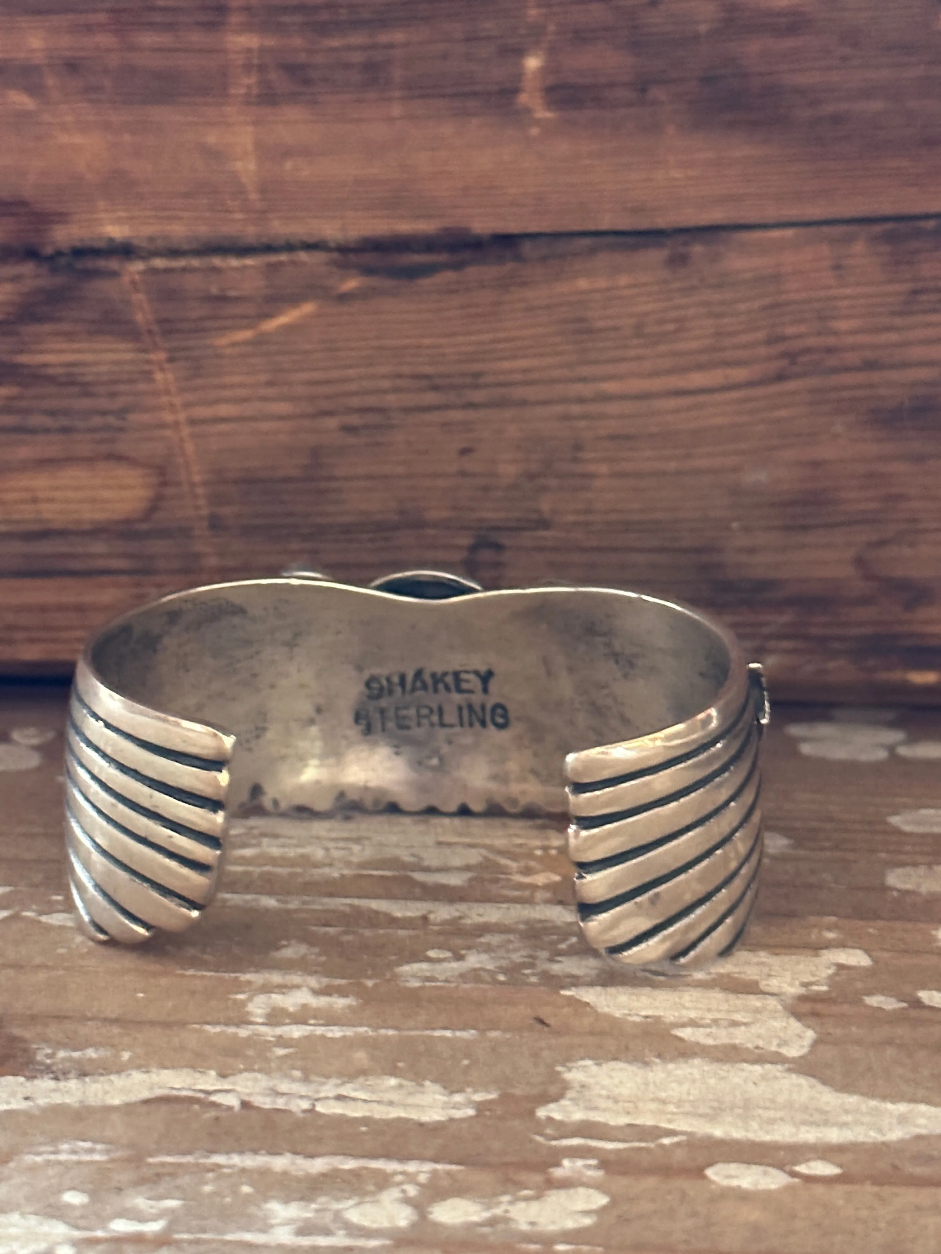 SUN WORSHIP Shakey Silver & Coral Navajo Celestial Cuff