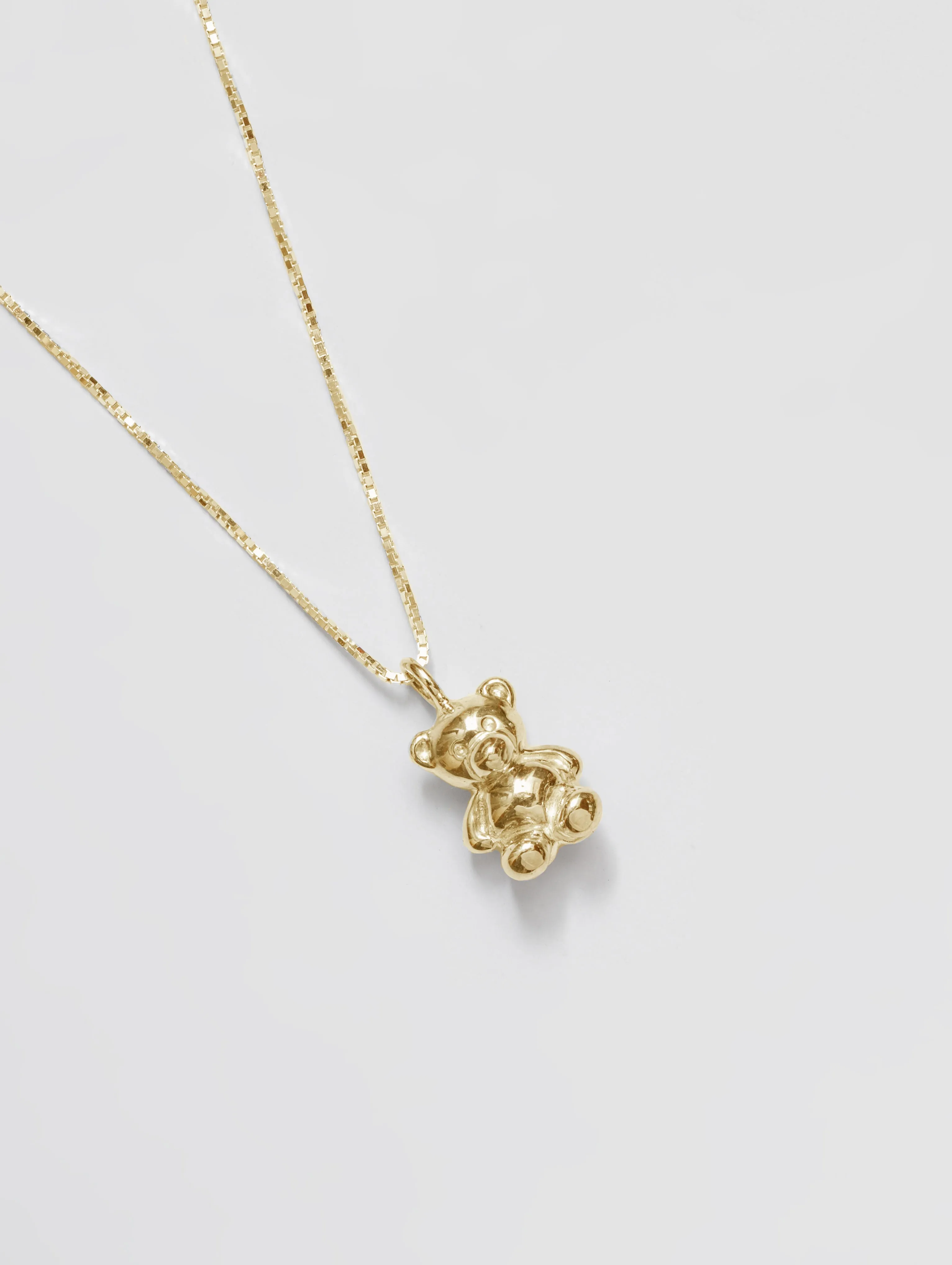 Teddy Bear Charm Necklace in Gold