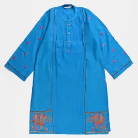 Teen Girls Jacquard EMB Kurti Elephant-Teal