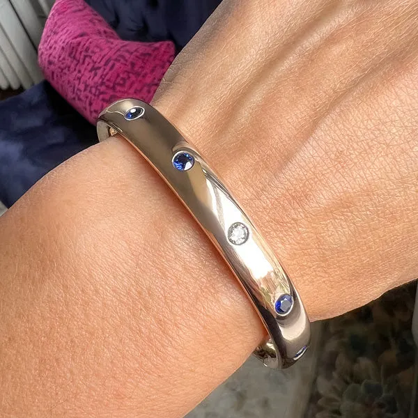 Victorian Diamond & Sapphire Bangle Bracelet, 1912