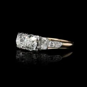 Vintage 14K Yellow Gold and Platinum Estate Diamond Ring