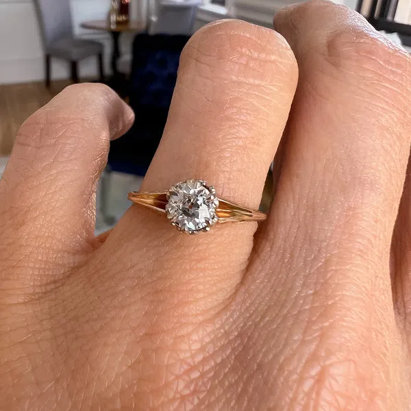 Vintage Solitaire Engagement Ring, Old Euro 0.58ct.