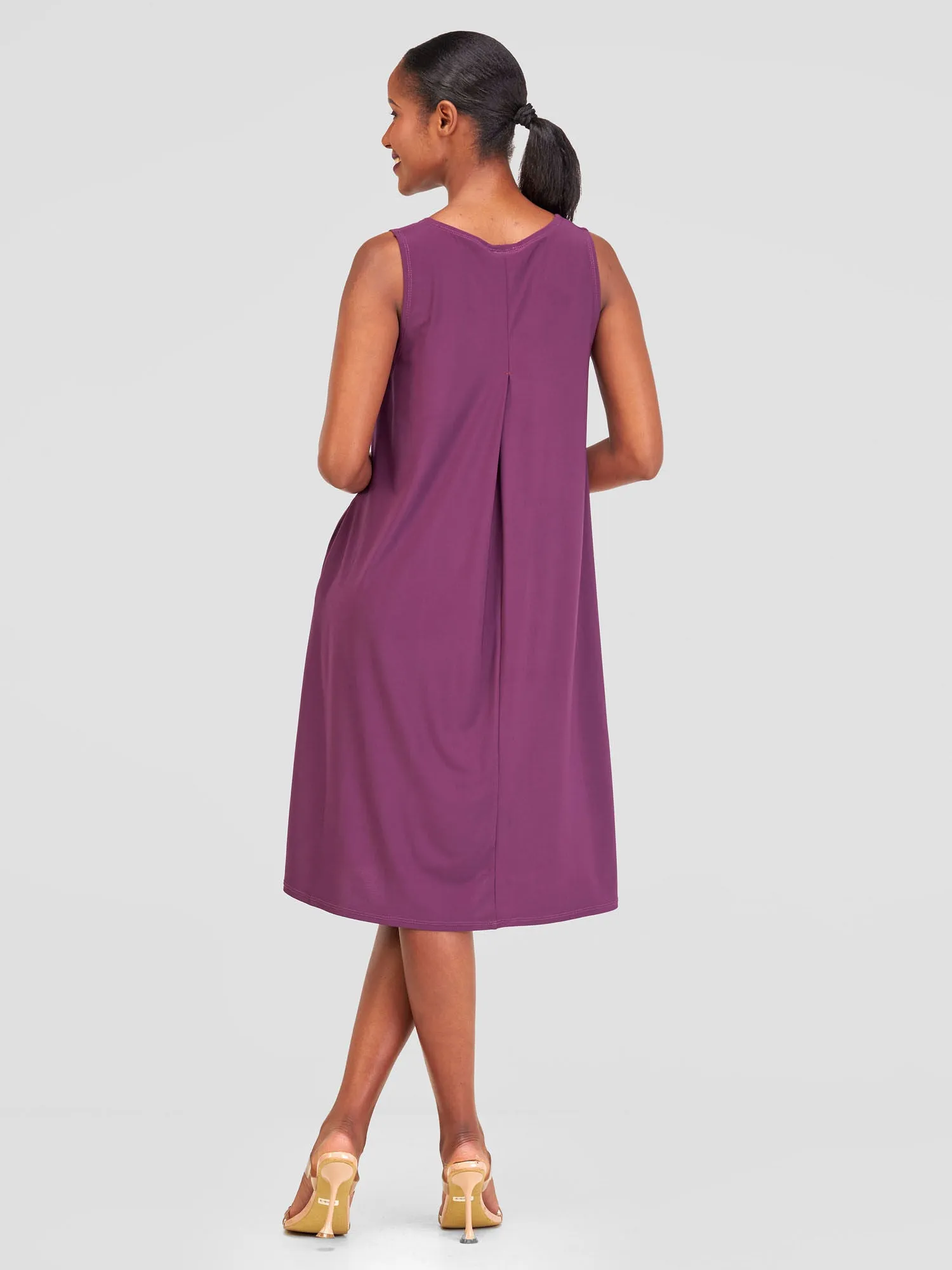 Vivo Amara Back Pleat Dress - Dark Purple