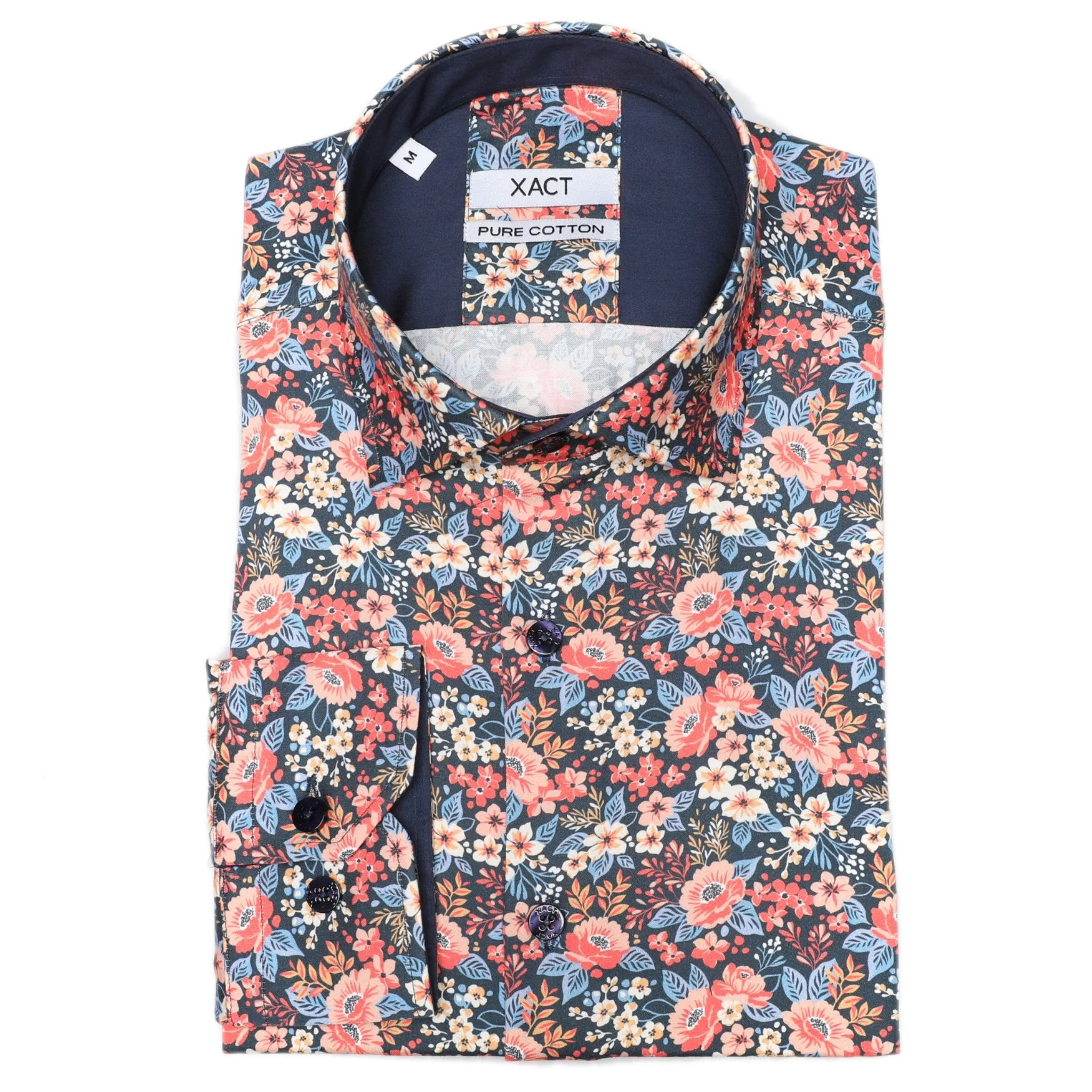 Xact Men's Ditsy Floral Print Long Sleeved Shirt, Regular Fit